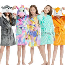Batas de baño con capucha para niños y niñas, ropa de dormir con dibujos de zorros y unicornios, para el hogar, de 3 a 11 años 2024 - compra barato