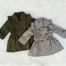 Jaqueta corta-vento pudcoco para bebês, casaco longo com babado para outwear de 2 a 7t 2024 - compre barato