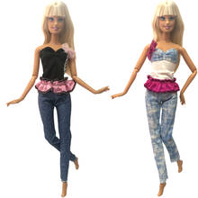 Nk-conjunto de bonecas vermelhas, mais nova roupa diária da moda, calças jeans, vestido casual para boneca barbie, melhor menina, presentes, 260b, 8x 2024 - compre barato