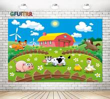 GFUITRR-fondos de fotografía de animales de granja, accesorios de vinilo para cumpleaños de niños, Baby Shower, hierba verde, cerdo, vaca, polluelos 2024 - compra barato