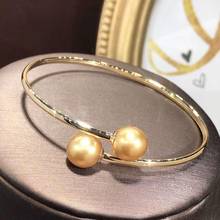 Brazalete de perlas D331 para mujer, joyería fina, oro de 18K Natural 9-10mm, Mar oceánico, brazaletes de perlas doradas para mujer 2024 - compra barato