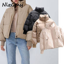 Nlzgmsj za-abrigo grueso de manga larga para mujer, Parkas cálidas de gran tamaño con bolsillos y cordón, ropa de abrigo Vintage, Tops Chic, moda 2020 2024 - compra barato