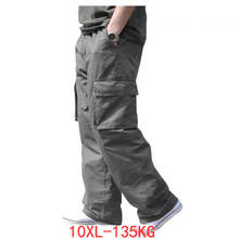 Summer spring Men cargo pants cotton plus size 6XL 7XL 8XL safari style pockets pants out door straight pants loose armygreen 2024 - buy cheap