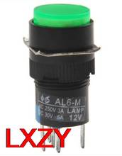 Free Shipping 2pcs/LOT Button switch with lamp 16mm 24V AL6M-A14GC self-locking 5-pin 1open 1close 2024 - buy cheap