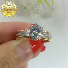 Anillo de oro de 18K 100%, 2ct, D, VVS, moissanita, joyería de compromiso y boda con certificado 0030 2024 - compra barato