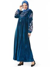 Dubai vestido muçulmano de veludo das mulheres elegante maxi kimono jubah longa robe abaya hijab vestidos roupas islâmicas turquia vestido árabe 2024 - compre barato