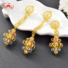 Sunny Jewelry Romantic Jewelry Set For Women Earrings Necklace Pendant Round Flower Jewelry For Wedding Gift Jewelry Findings 2024 - buy cheap