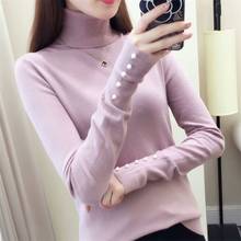 Turtleneck Women's Sweaters 2021 Fall Winter New Thin Bottomed Sweater Korean Pullover Loose Beading Long Sleeve Knitwear Female 2024 - buy cheap