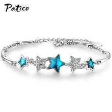 Recém chegados 925 prata esterlina simples cinco pontas estrela pulseira para mulher pulseiras & pulseiras zircão pulseira 2024 - compre barato