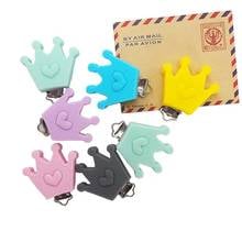 Chenkai 20 pçs bpa livre diy silicone coroa mordedor clipe bebê cartoon chupeta manequim de enfermagem chupeta sensorial brinquedo presente acessórios 2024 - compre barato