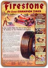 Póster De Metal Vintage para decoración De pared, carteles De hojalata para Bar, dormitorio, sala De juegos Grage Man Cave Sgins 1945 Firestone De Luxe Champion tyres Pub 2024 - compra barato