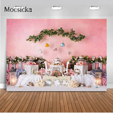 Pink Tea Theme Party Woodland Safari Backdrop for Photography Girls Newrborn Children Photoshoot Cake Smash Photo Background 2024 - buy cheap