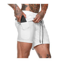 Men's summer white workout Joggers shorts Fake two pieces pocket Sweatpants Comfortable Plus Size Fitness Men Bodybuilding Short 2024 - buy cheap