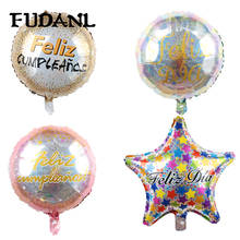 Balões de hélio para festa de feliz aniversário, 50 pçs 18 polegadas à laser feliz espanhol, globos, suprimentos, decoração de festa 2024 - compre barato