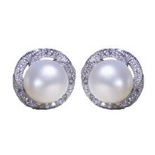 Top level  Fashion Pearl Earrings 8-9mm Natural Pearl Rose Stud Earrings 925 Sterling Silver Earrings Pearl Jewelry For Women 2024 - buy cheap