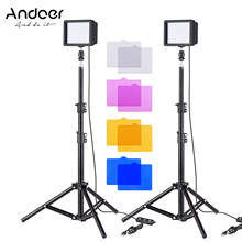 Andoer-kit de iluminação led para estúdio, 10w, 5600k, para youtube, retrato, fotografia, com adaptador de cabeça de esferas, tripé, suporte 2024 - compre barato