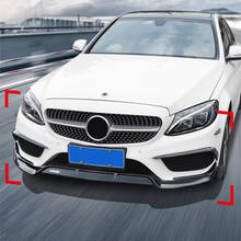 Estilo do carro de fibra carbono frente nevoeiro lâmpada grille slats ar faca capa adesivos para mercedes benz classe c w205 acessórios automóveis 2024 - compre barato