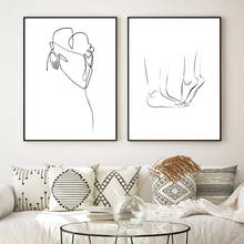 Impresiones de amor en blanco y negro, bocetos de pareja, pintura en lienzo, imágenes de pared, dibujo de una línea minimalista, impresiones artísticas, decoración para sala de estar 2024 - compra barato