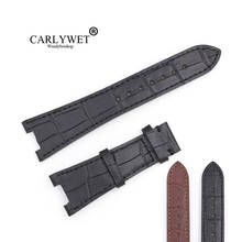 CARLYWET 25mm Wholesale Black Brown Real Leather Handmade Replacement Crocodile Grain Wrist Watch Band Strap For Patek Philippe 2024 - buy cheap
