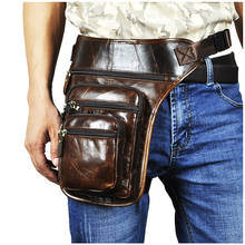 Quality Leather Men Design Coffee Casual 8" Tablet Messenger Bag Fashion Travel Fanny Waist Belt Pack Drop Leg Bag Male 3111-c 2024 - buy cheap