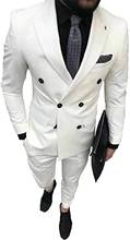 Traje blanco de doble botonadura para hombre, esmoquin para boda, traje de novio, ropa de hombre, Blazer + pantalón, 2 uds. 2024 - compra barato