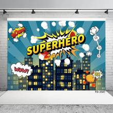 Festa de aniversário tema de super-herói parede fundos foto estúdio personalizado foto backdrops para crianças bebê meninos festa banners 2024 - compre barato