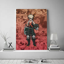 Quadro de madeira para decoração de parede do anime katsuki bakugo my hero academia, com moldura de tela 2024 - compre barato