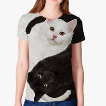 Camiseta con estampado 3d de gato en blanco y negro para Mujer, remera Yin Yang, Camisetas estampadas góticas para Mujer, Camisetas Kawaii para Mujer 2024 - compra barato