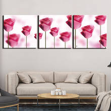 Carteles de flores rosas púrpuras sin marco, arte de pared HD, imágenes en lienzo, decoración del hogar, accesorios de decoración para sala de estar, 3 uds. 2024 - compra barato