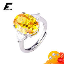 Women Rings 925 Silver Jewelry Oval Shape Citrine Zircon Gemstone Open Finger Ring for Wedding Engagement Accessories Wholesale 2024 - buy cheap