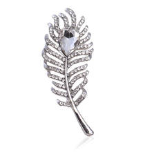 Rhinestone Brooches Crystal Feather Styel Pins Fashion High Quality Party Accessories For Coat Suit Exquisite Decorations 2024 - buy cheap