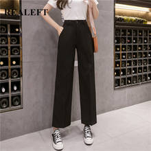 REALEFT Spring 2020 New Korean OL Style Women's Pants Casual Wide Leg Pant High Waist Black Elegant Work Loose Trousers Female 2024 - buy cheap