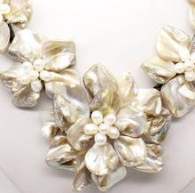 Wholesale Cheap Classic baroque freshwater cultured pearl shell flower leather weave necklace 2024 - buy cheap