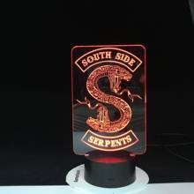South Side Serpents Snake Logo TV Series Riverdale Led Night Light Bedroom Decor Friend Birthday Present Table Lamp Night Light 2024 - buy cheap