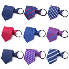 Corbata perezosa de 47x8cm para hombre, corbata con cremallera a rayas, corbata Formal, corbata para boda, negocios, nueva 2024 - compra barato