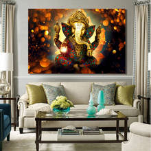 Pintura de tela de hinduismo, quadros de arte de parede para decoração de casa e sala de estar dos deus indianos ganesha impressões e cartazes 2024 - compre barato
