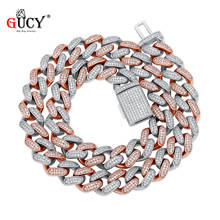 GUCY-collar de circonia cúbica para hombre y mujer, cadena cubana de 14mm de alta calidad, joyería para regalo 2024 - compra barato