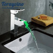 Torayvino-torneira para pia de banheiro com led, cromada, para torneira tipo cascata, misturador de água 2024 - compre barato
