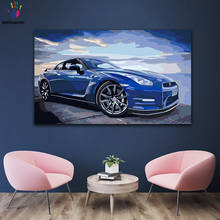 Imagens coloridas por números com cores azul, faça você mesmo, grande carro, ilustrador legal, pintura de desenho por números emoldurado 2024 - compre barato