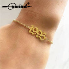 Cxwind 1985 to 2020 Year of Birth Bracelet Old English Enkelbandjes Sieraden Number Bracelets Chain Twist Bangle Jewelry Gift 2024 - buy cheap