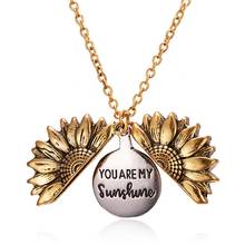 You Are My Sunshine Necklace Alloy Open Locket Sunflower Necklaces Women Long Chain Charm Necklace Pendant Collar Women Gift 2024 - buy cheap