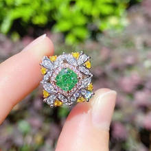 Green Zircon Opening Ring Female Luxury Crystal Full Stone Ring Square Engagement Promise Rings For Women Wedding Bridal Jewelry 2024 - buy cheap