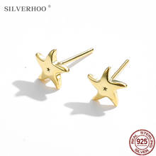 SILVERHOO Sterling Silver 925 Jewelry Simple Star Small Stud Earrings For Women Trendy Gold Earrings Luxury Anti Allergy Jewelry 2024 - buy cheap