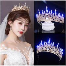 Gold Wedding Crown LED Light Bridal Crown Tiara Headwear Baroque Rhinestone Wedding Headband Headpieces Diadema Hair Accessories 2024 - buy cheap