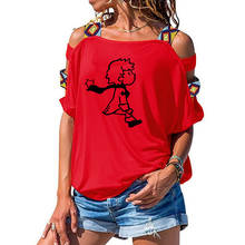 Camiseta de manga corta con silueta de Principito para mujer, ropa de moda de verano, camiseta Sexy con hombros descubiertos para mujer 2024 - compra barato