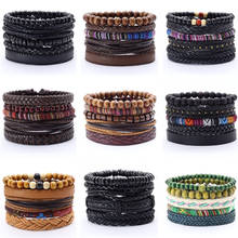 Fashion 5pcs/set Boho Punk Wrap Charm Leather Bracelet Men Homme Bileklik Accesorios Pulseras Mujer Bracelets for women Jewelry 2024 - buy cheap