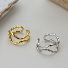 Xiha 925 anel de prata refinada feminino, dupla camada, torcido, abertura, ajustável, junta empilhável, joia feminina 2024 - compre barato