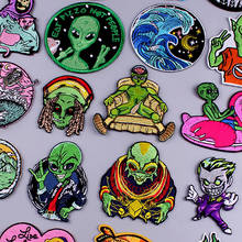 Alien Patches Embroidered Patch For Clothing Punk UFO/Clown Badge Sewng Applique Patches Iron On Patch On Clothes Jackets Jeans 2024 - buy cheap