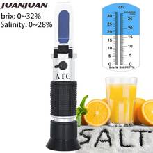 Portable 2 in 1 Salinity Brix Refractometer test salt water 0-28% Brix 0-32% Sugar Salinity Refractometer with ATC 20% off 2024 - buy cheap