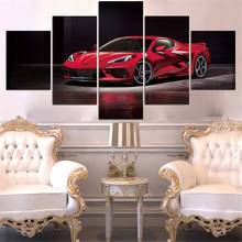 Póster nórdico de supercoche deportivo para pared, pintura en lienzo, decoración moderna para el hogar, decoración para sala de estar, color rojo, 5 paneles 2024 - compra barato